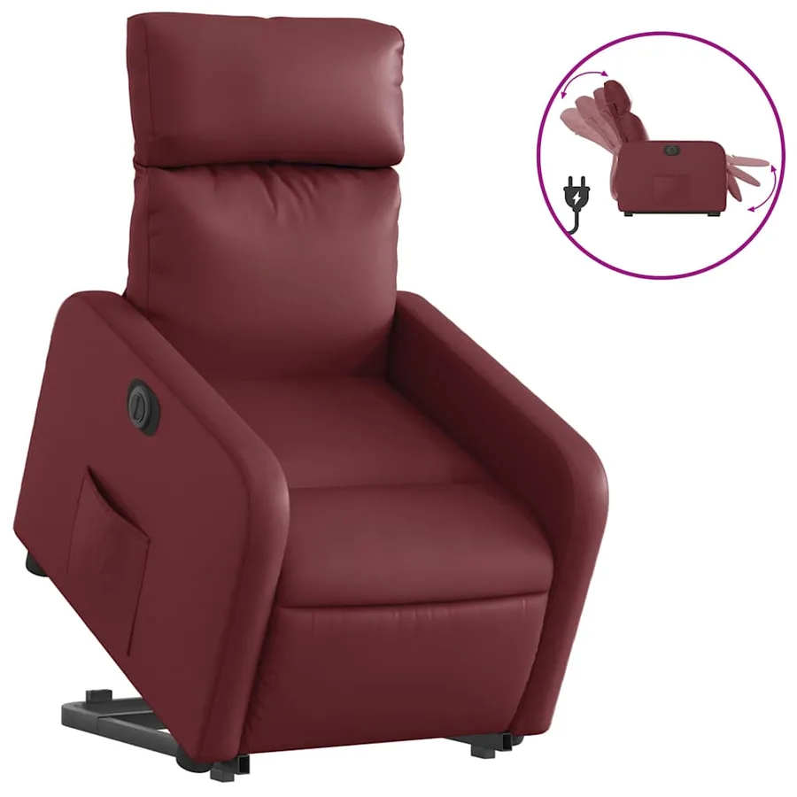 Fauteuil inclinable électrique rouge bordeaux similicuir - 2