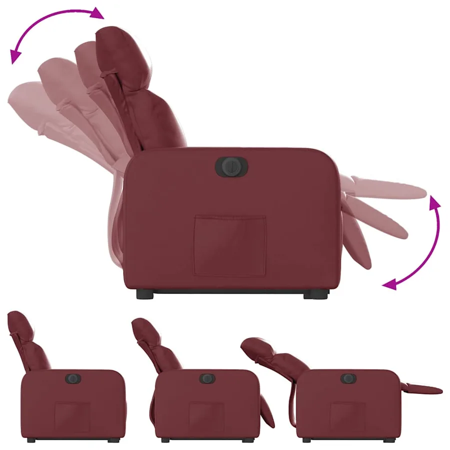 Fauteuil inclinable électrique rouge bordeaux similicuir - 7
