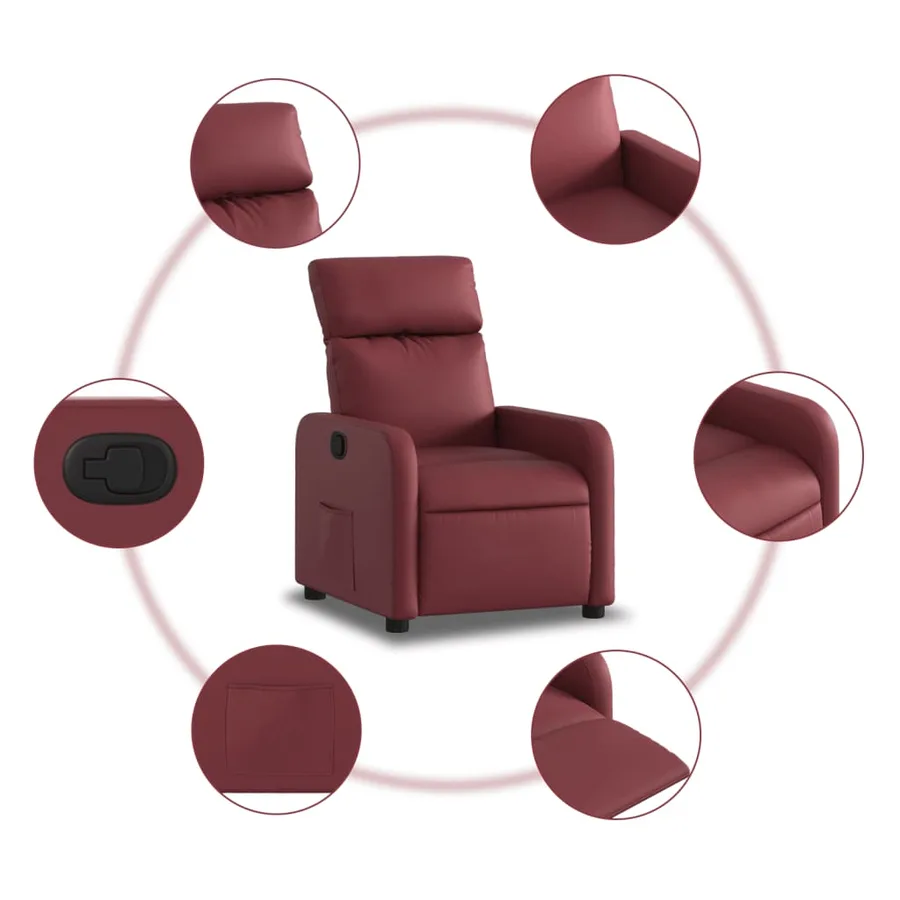 Fauteuil inclinable Rouge bordeaux Similicuir - 5