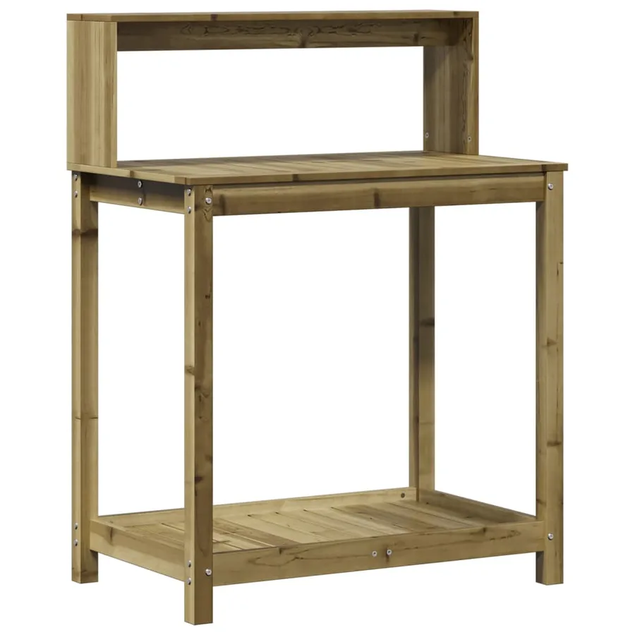 Table de rempotage avec étagères bois de pin imprégné - 2