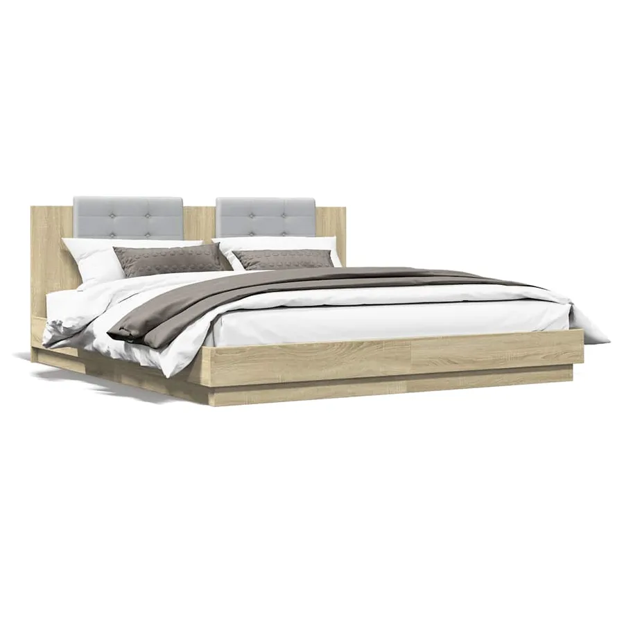 Cadre de lit avec LED sans matelas chêne sonoma 200x200 cm - 5