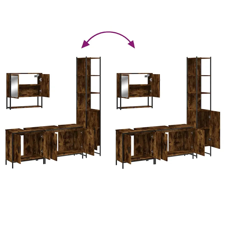 Ensemble de meubles de salle de bain 4 pcs Chêne fumé Bois - 9