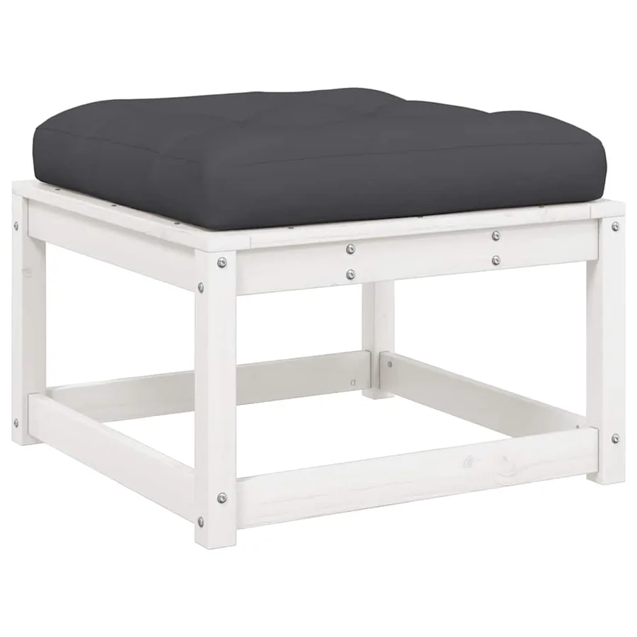 Salon de jardin 5 pcs avec coussins blanc bois massif de pin - 4