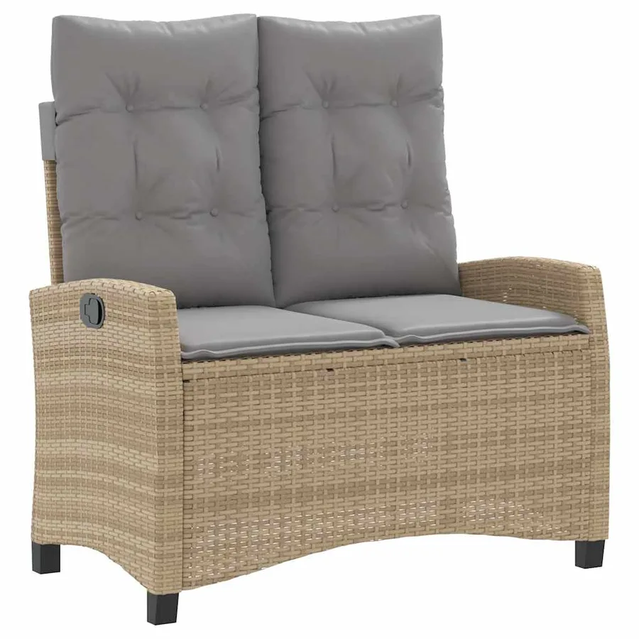 Ensemble à manger de jardin et coussins 2 pcs beige poly rotin - 3