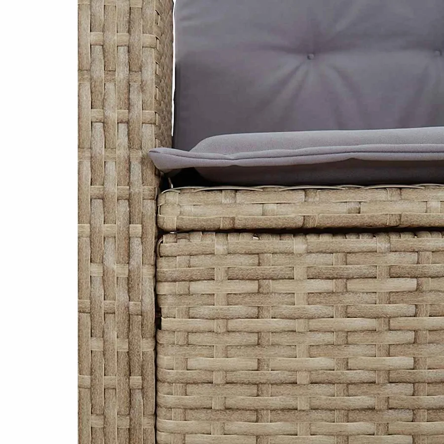 Ensemble à manger de jardin et coussins 2 pcs beige poly rotin - 5