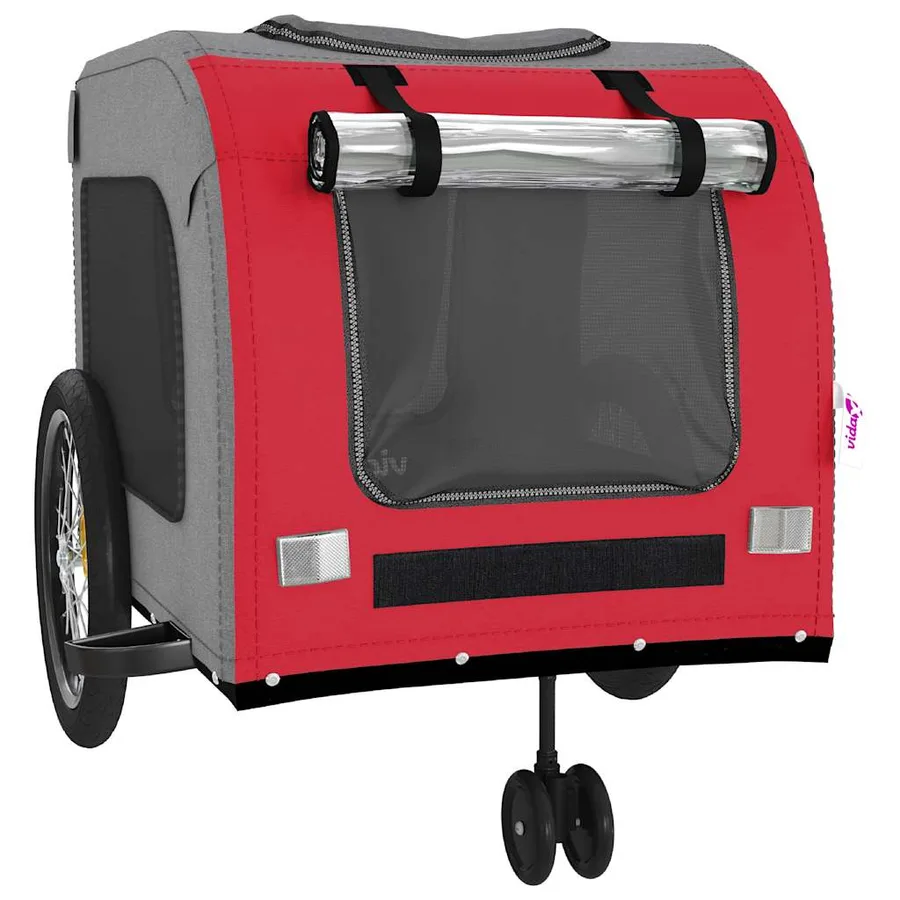 Remorque de vélo pour animaux de compagnie rouge et gris - 5