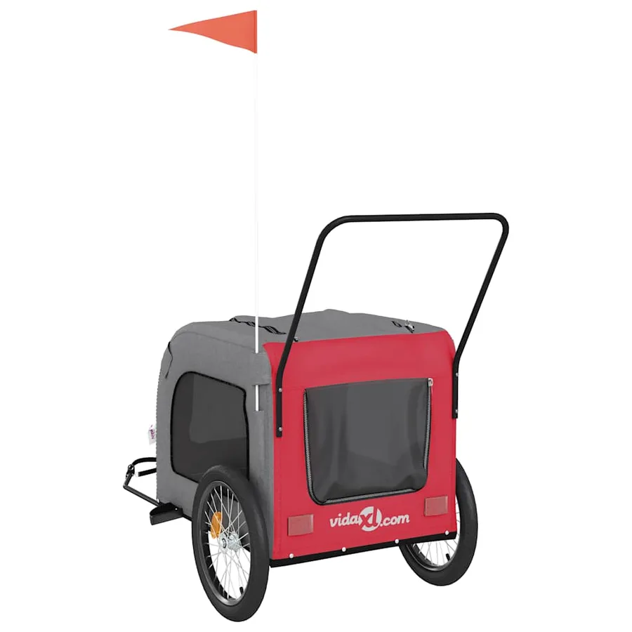 Remorque de vélo pour animaux de compagnie rouge et gris - 8