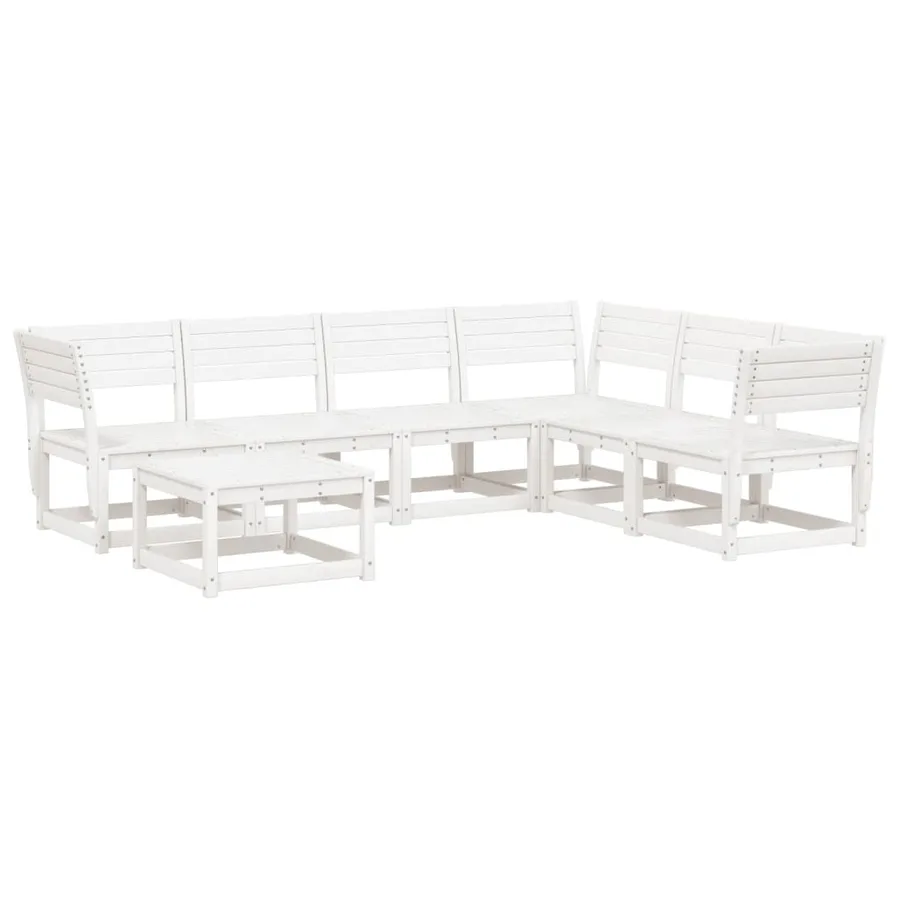 Salon de jardin 7 pcs Blanc Bois de pin massif - 2