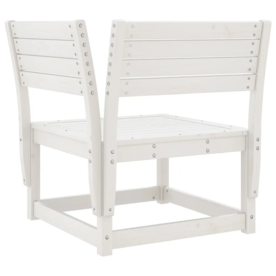 Salon de jardin 7 pcs Blanc Bois de pin massif - 4