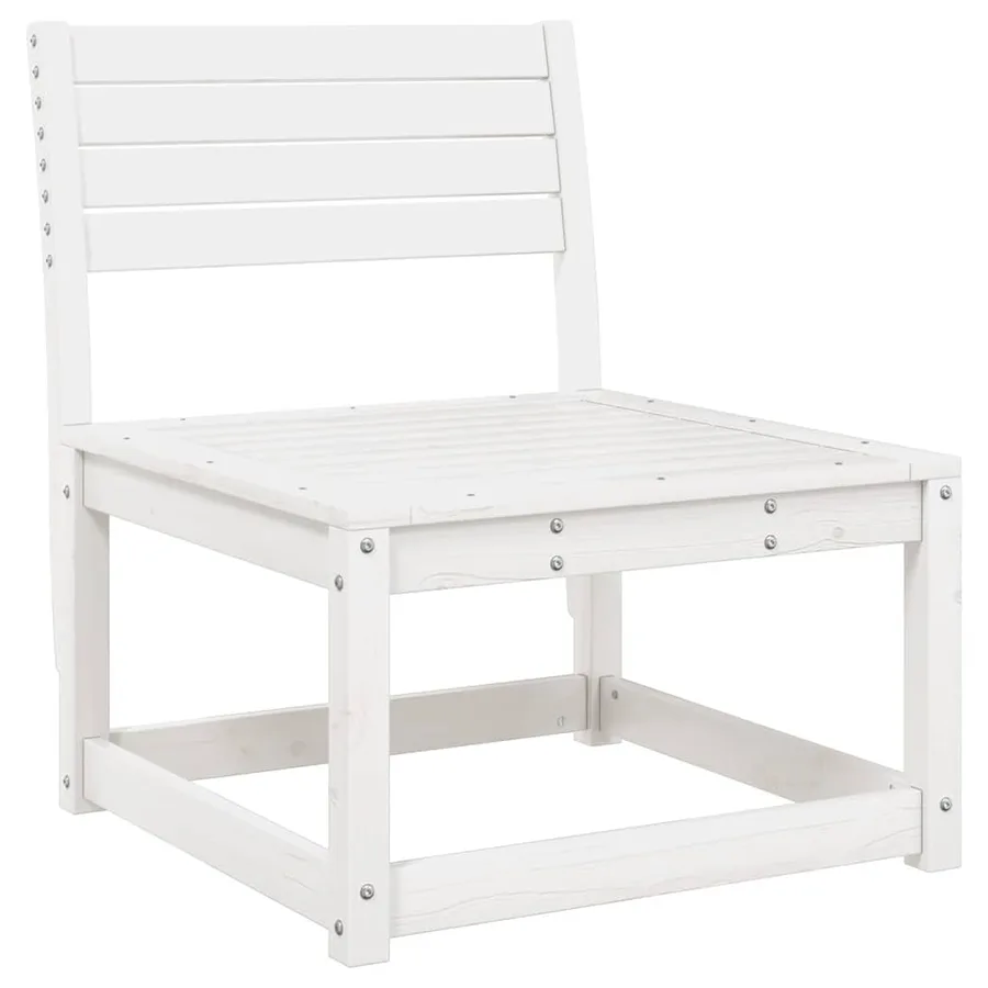 Salon de jardin 7 pcs Blanc Bois de pin massif - 5