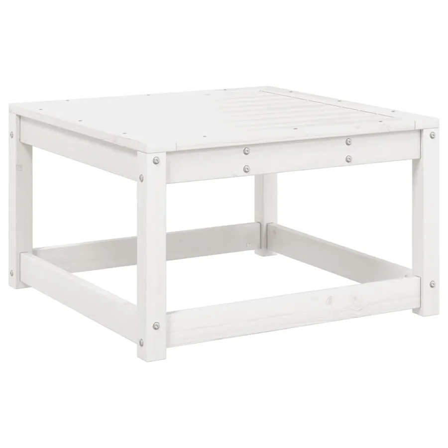 Salon de jardin 7 pcs Blanc Bois de pin massif - 6