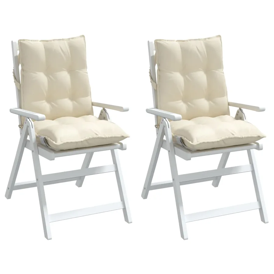 Coussins de chaise à dossier bas lot de 2 crème tissu oxford - 4