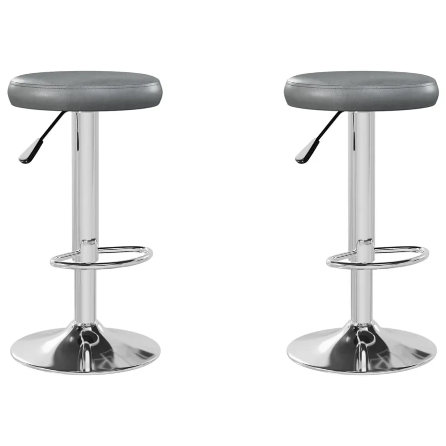 Tabourets de bar lot de 2 gris similicuir - 2