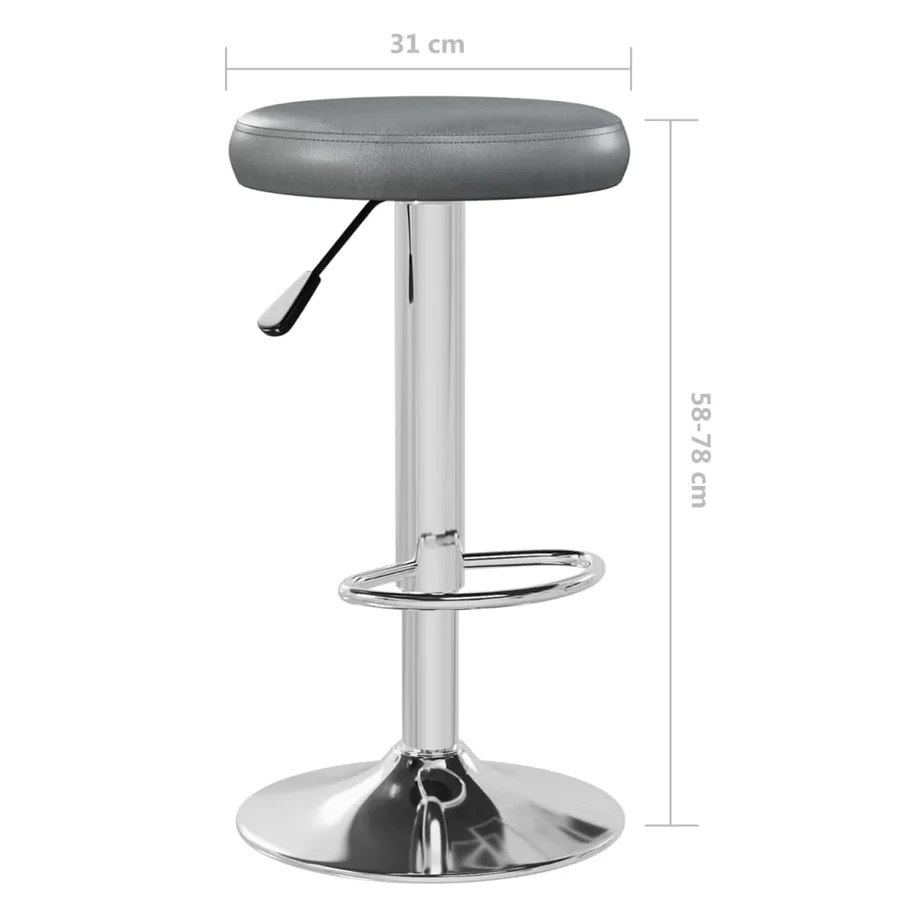 Tabourets de bar lot de 2 gris similicuir - 9