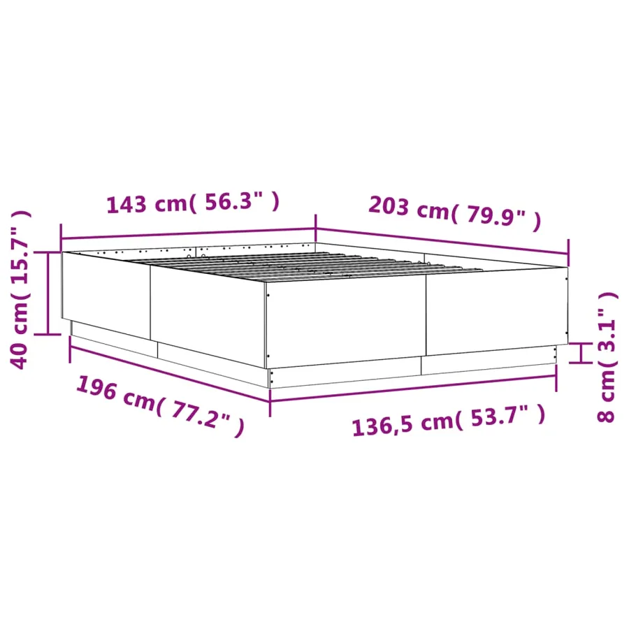 Cadre de lit sans matelas sonoma gris 140x200 cm - 9