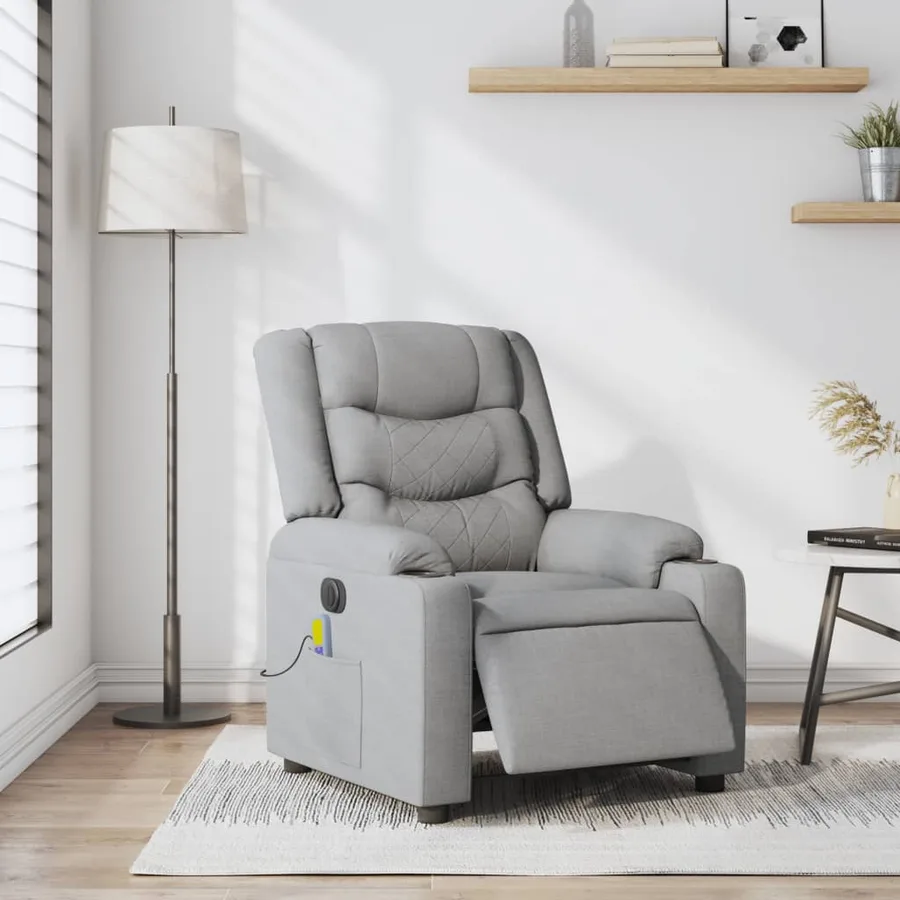 Fauteuil de massage inclinable électrique gris clair tissu - 15