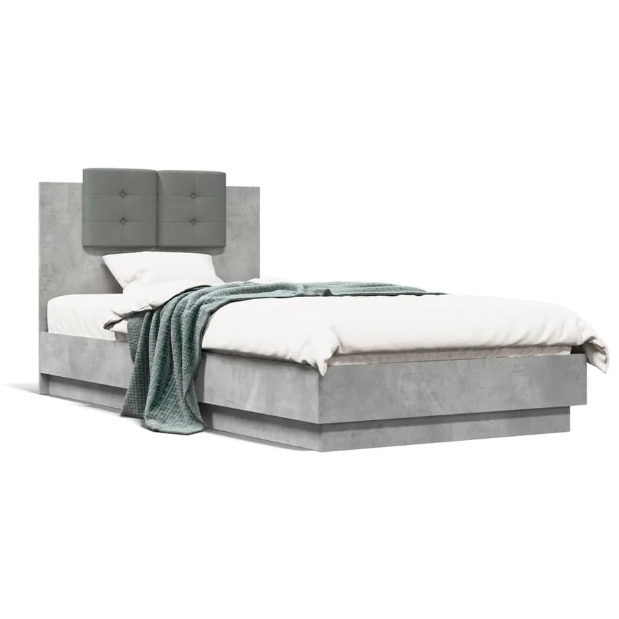 Cadre de lit sans matelas gris béton 90x190 cm - 2