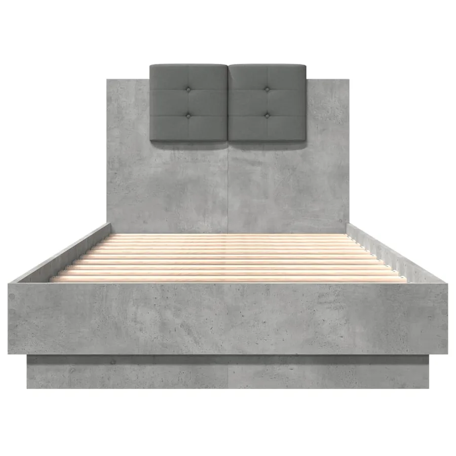 Cadre de lit sans matelas gris béton 90x190 cm - 4