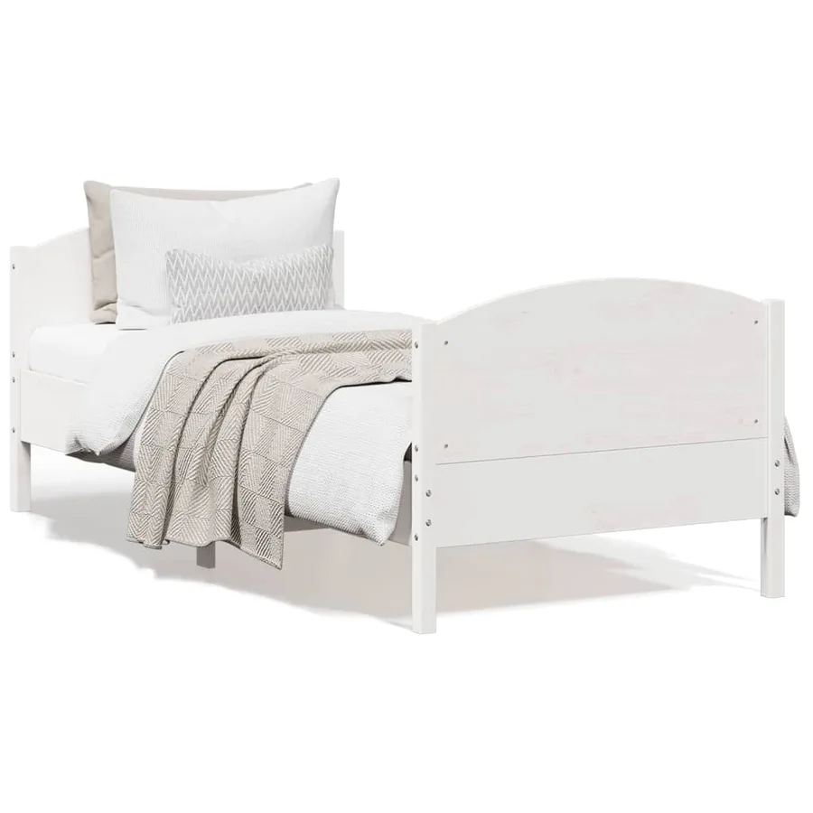 Cadre de lit sans matelas blanc 100x200 cm bois de pin massif - 2