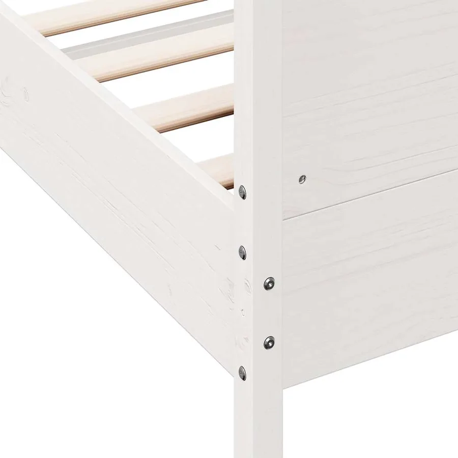 Cadre de lit sans matelas blanc 100x200 cm bois de pin massif - 7