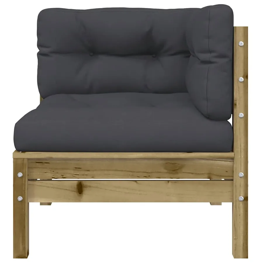Canapé d'angle de jardin avec coussins 2 pcs bois pin imprégné - 6