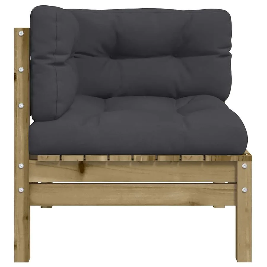 Canapé d'angle de jardin avec coussins 2 pcs bois pin imprégné - 7