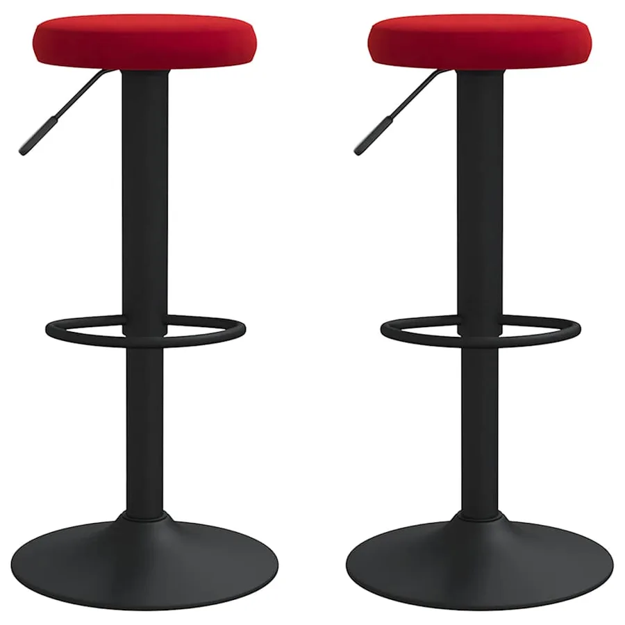 Tabourets de bar lot de 2 rouge bordeaux velours - 2