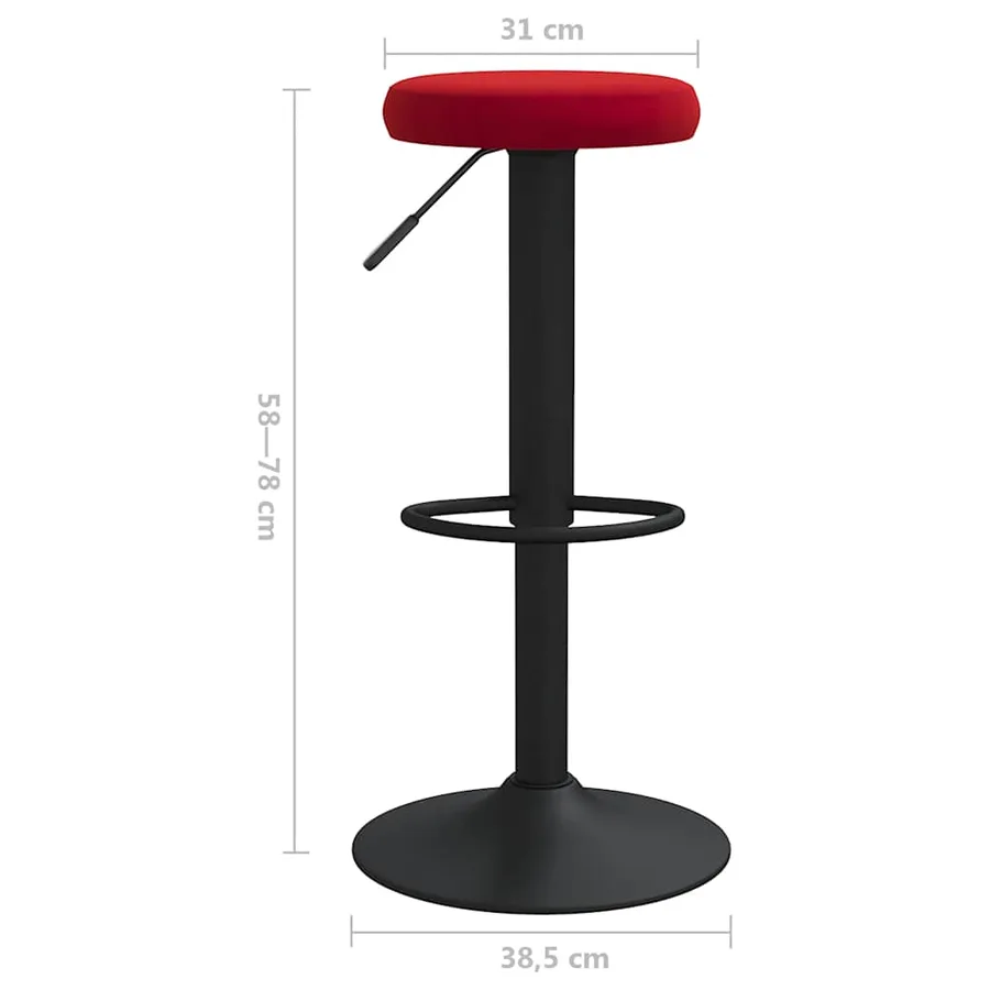 Tabourets de bar lot de 2 rouge bordeaux velours - 8
