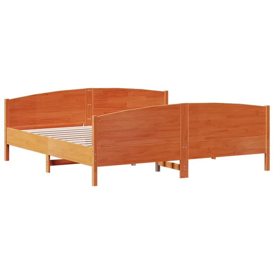 Cadre de lit sans matelas cire marron 180x200cm bois pin massif - 3