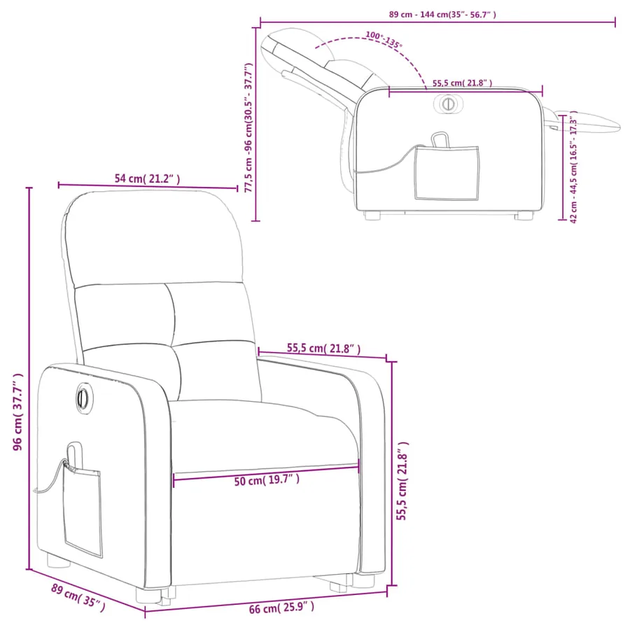 Fauteuil inclinable de massage électrique Gris foncé Tissu - 17