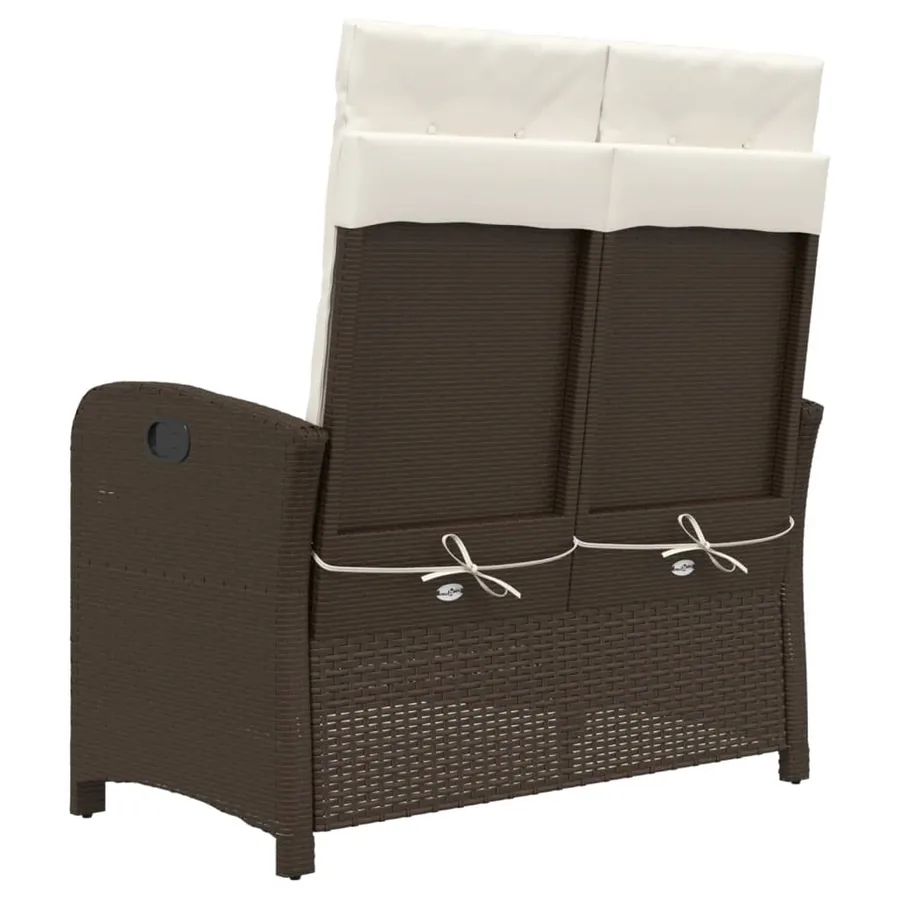 Banc inclinable de jardin avec coussins marron résine tressée - 5