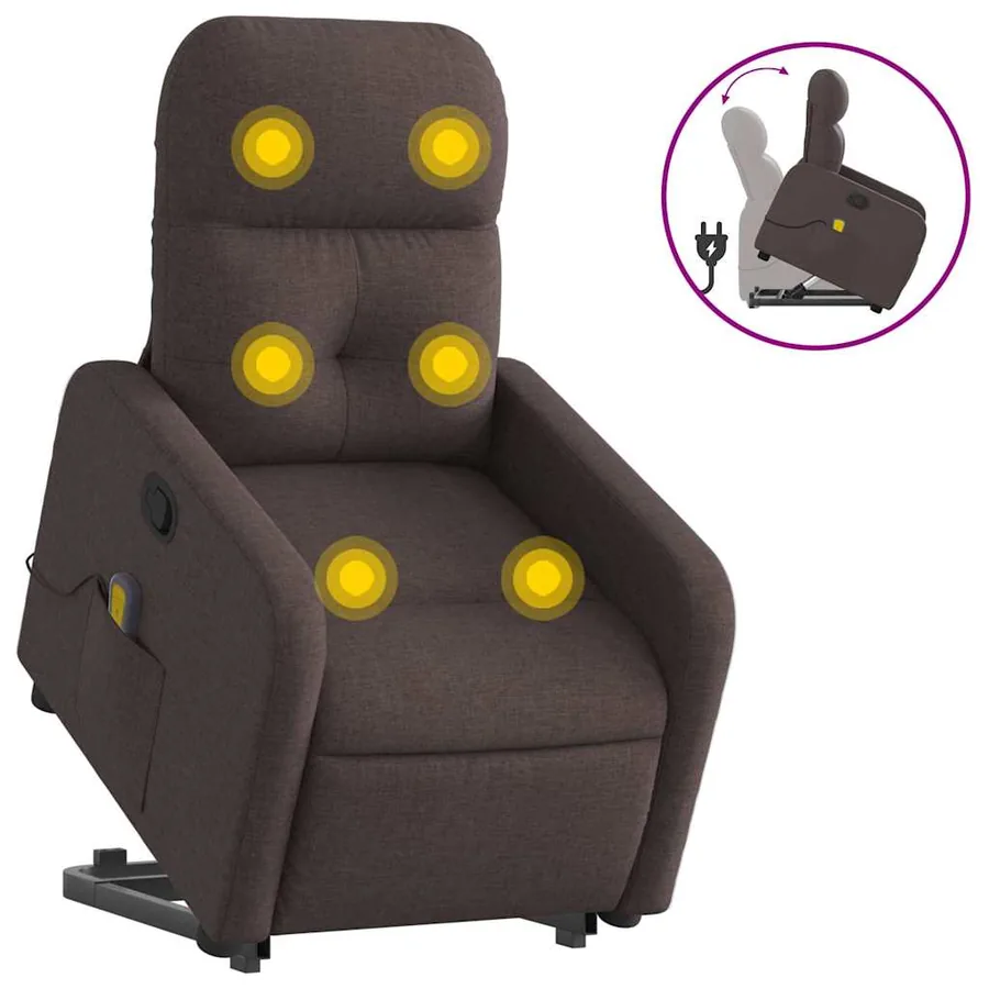 Fauteuil inclinable de massage Marron foncé Tissu - 2