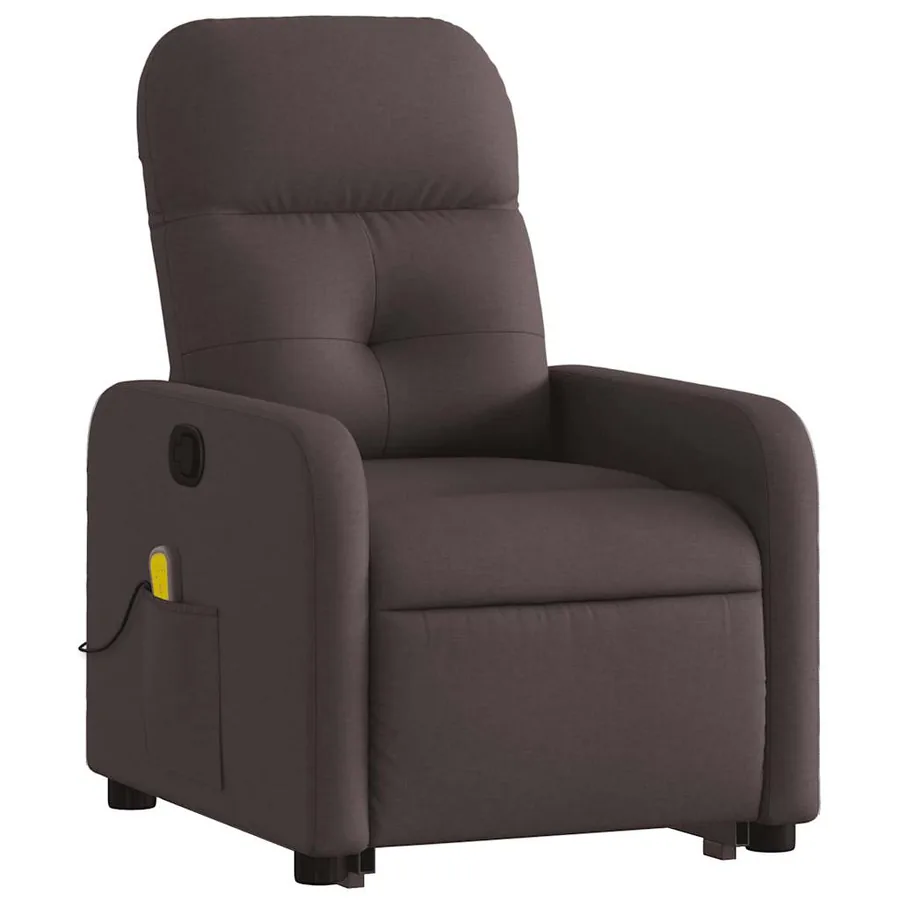Fauteuil inclinable de massage Marron foncé Tissu - 4
