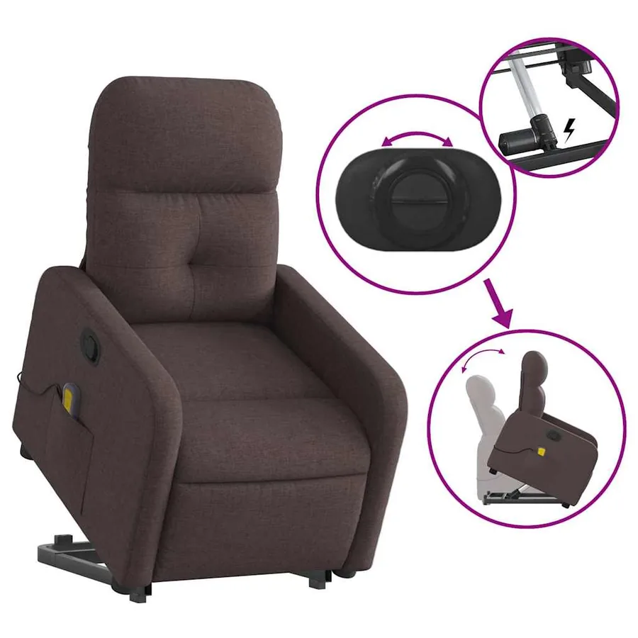 Fauteuil inclinable de massage Marron foncé Tissu - 6