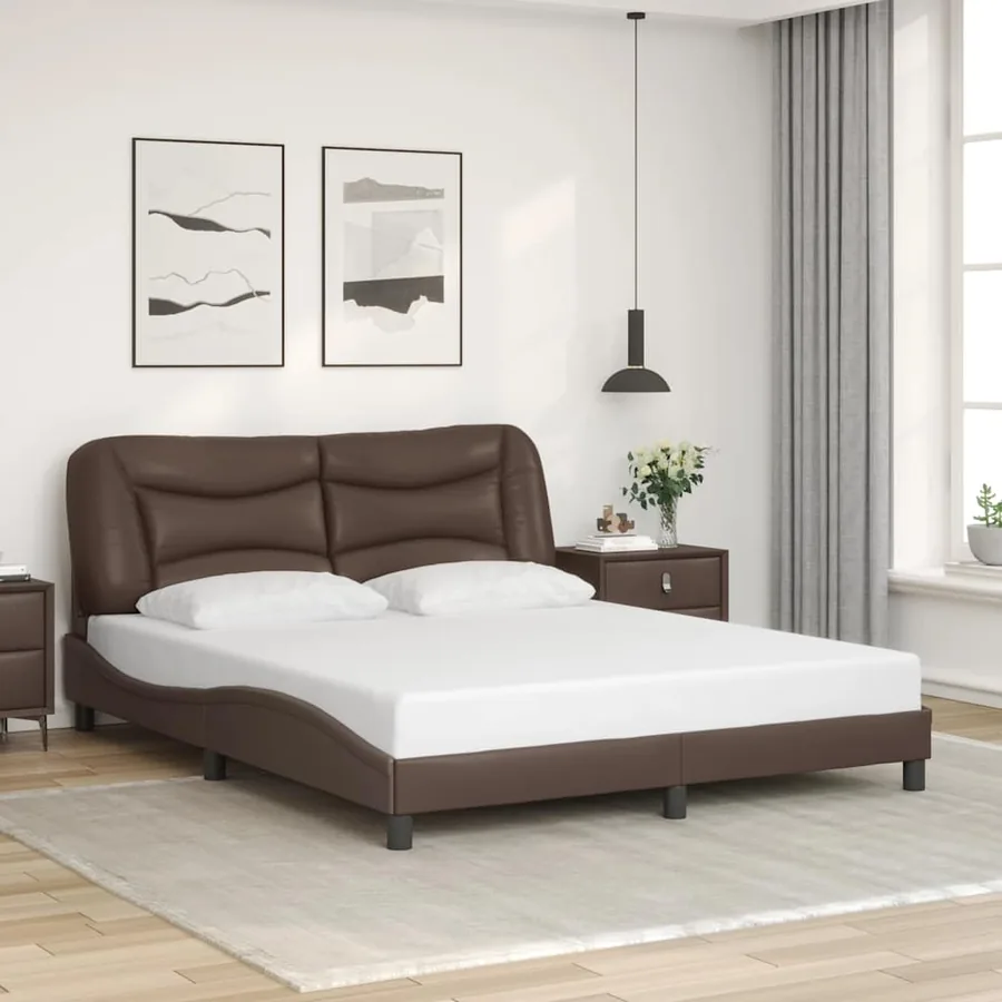 Cadre de lit sans matelas Hvar marron 160x200 cm similicuir
