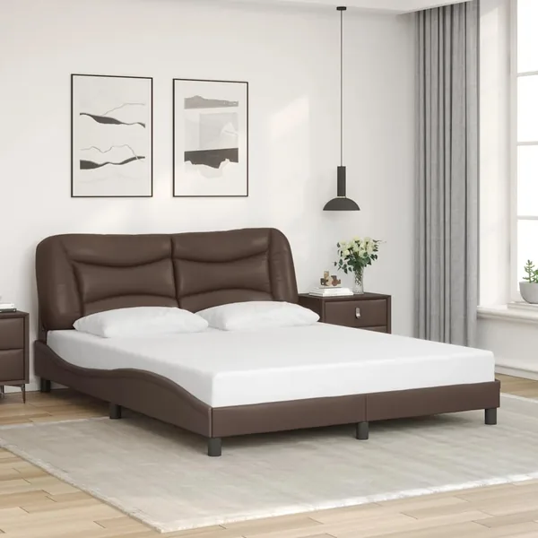 Cadre de lit sans matelas Hvar marron 160x200 cm similicuir