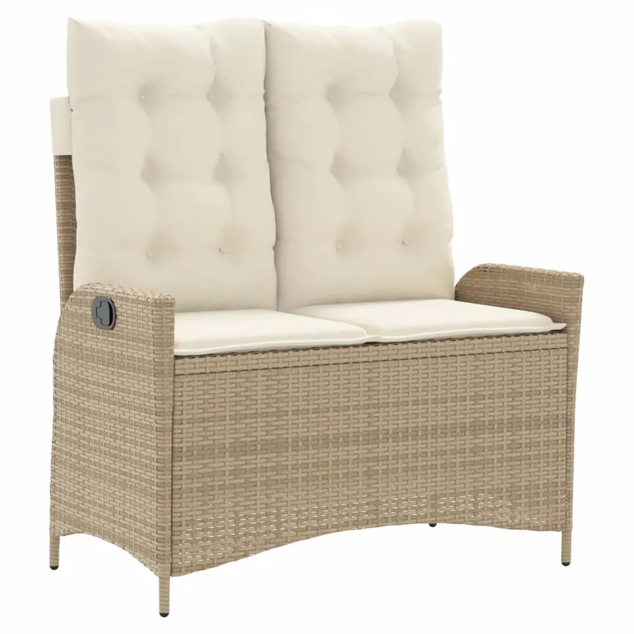 Ensemble à manger de jardin et coussins 2 pcs beige poly rotin - 4