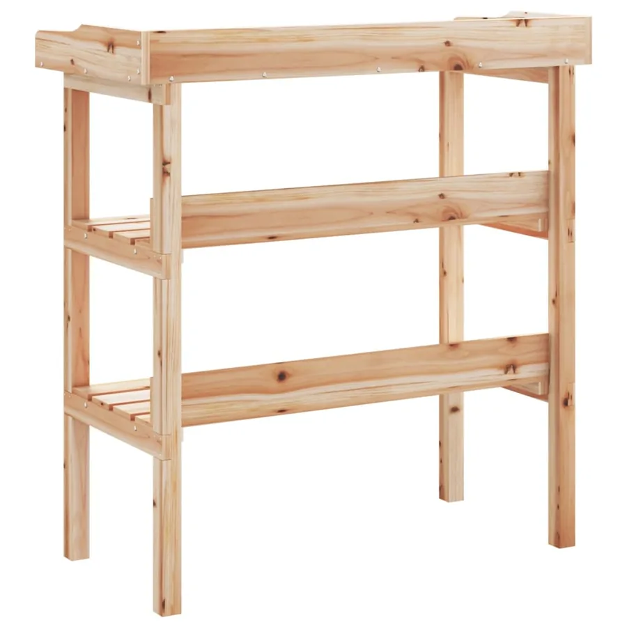 Table à plantes avec étagères 78x38x82,5cm bois de sapin solide - 6
