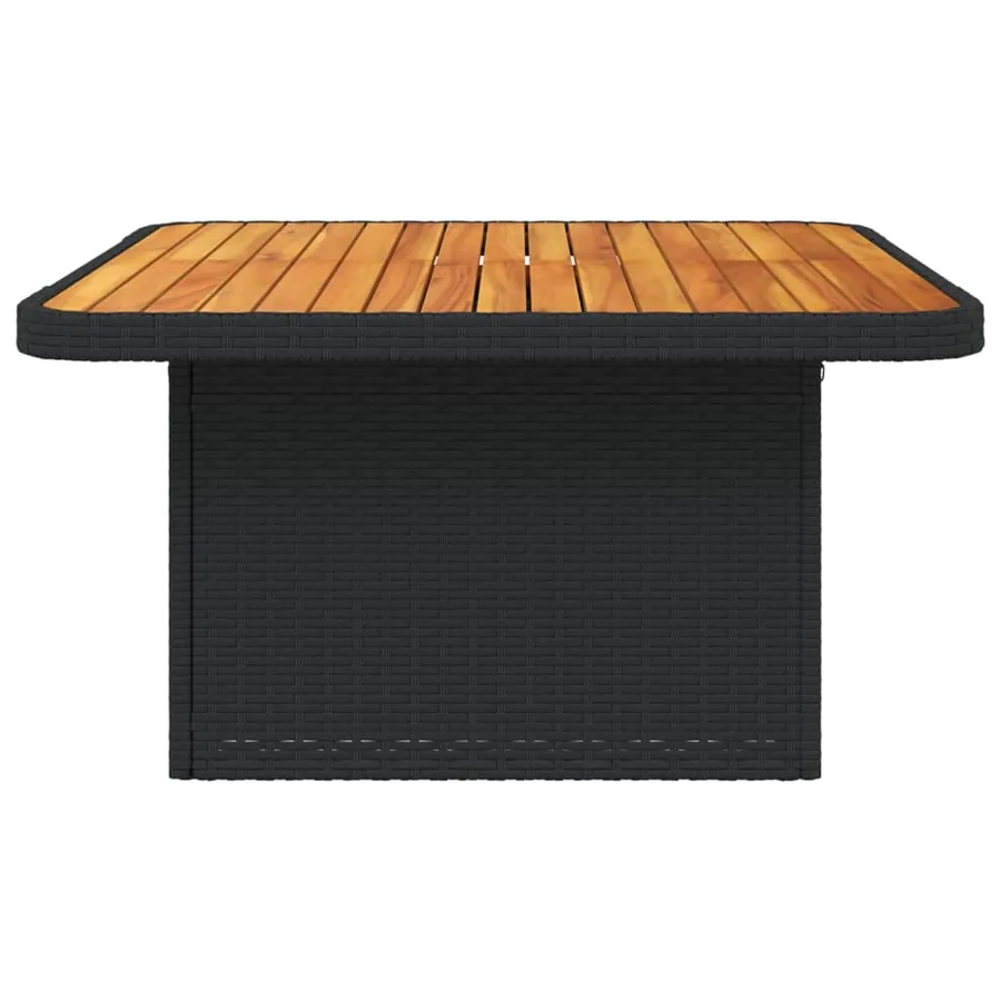 Table de jardin noir 80x80x71 cm résine tressée et bois acacia - 6