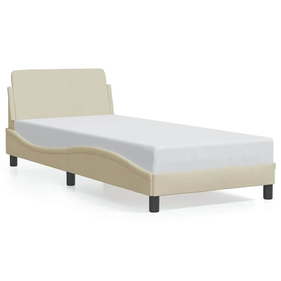 Cadre de lit avec tête de lit Dover crème 90x190cm tissu - 2