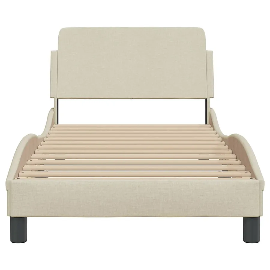 Cadre de lit avec tête de lit Dover crème 90x190cm tissu - 4