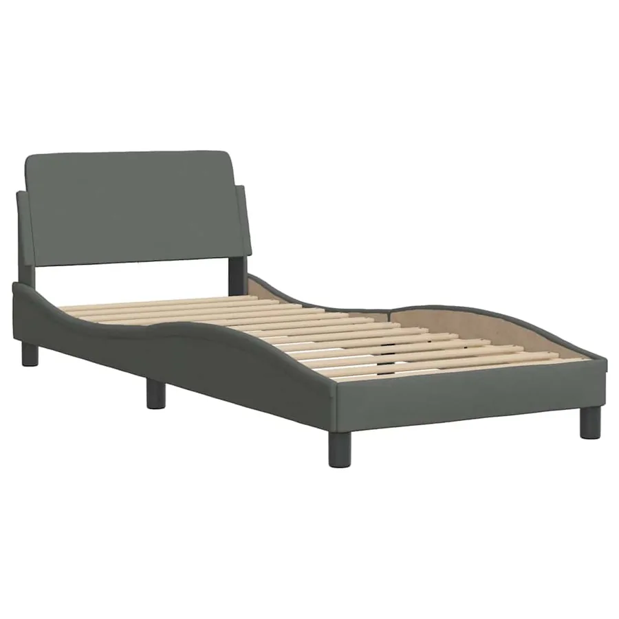 Cadre de lit Dover gris foncé 90x190 cm tissu - 3