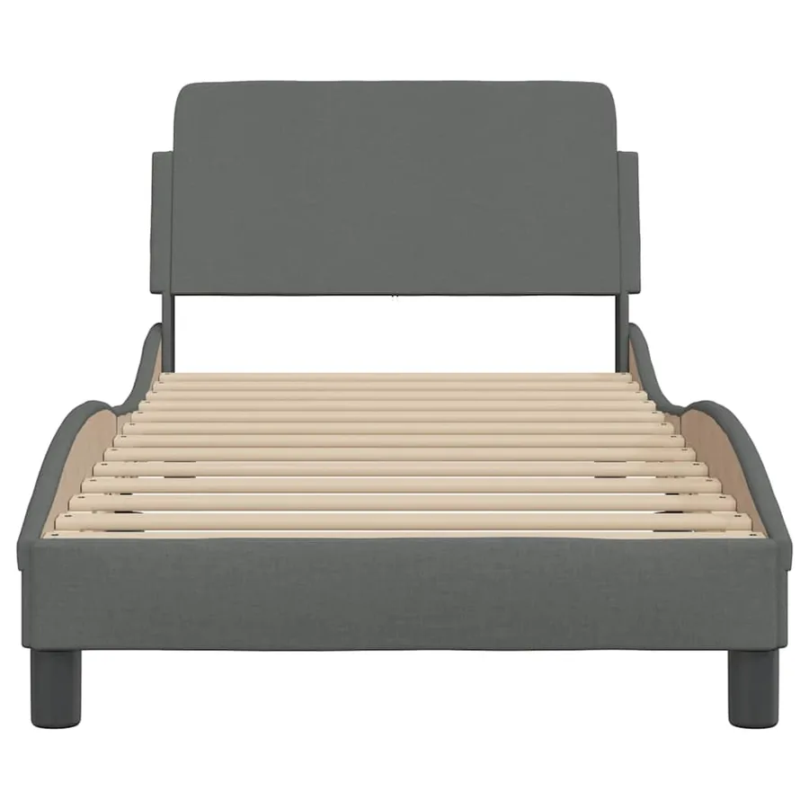 Cadre de lit Dover gris foncé 90x190 cm tissu - 4