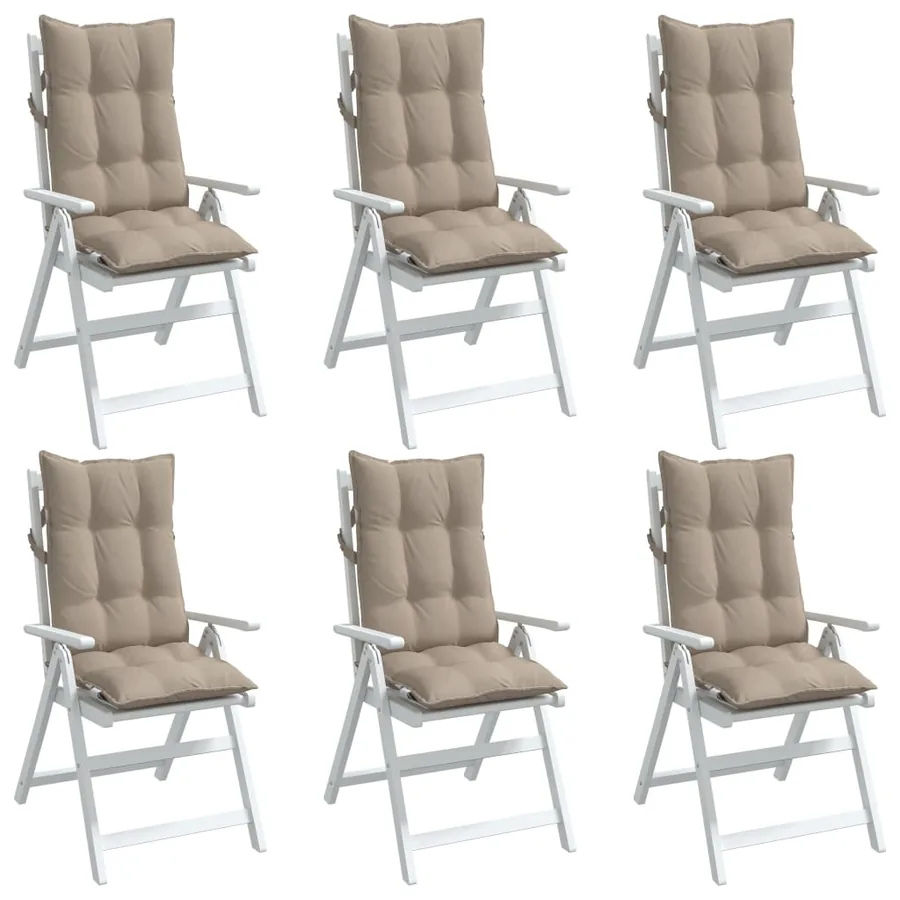 Coussins de chaise à dossier haut lot de 6 taupe tissu oxford - 4