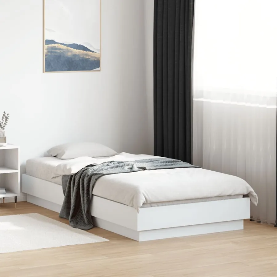 Cadre de lit sans matelas avec lumières LED blanc 75x190 cm - 4