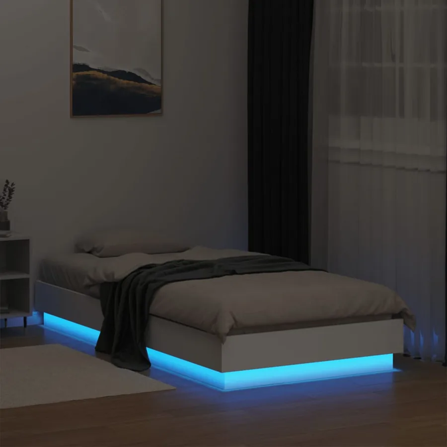 Cadre de lit sans matelas avec lumières LED blanc 75x190 cm - 5