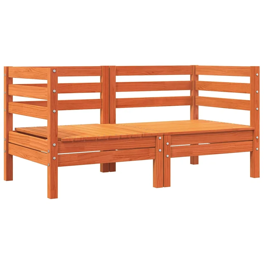 Canapé d'angle de jardin coussins 2 pcs cire marron pin massif - 4