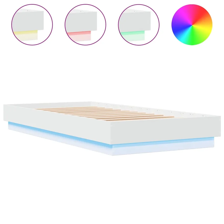 Cadre de lit sans matelas avec lumières LED blanc 100x200 cm - 2