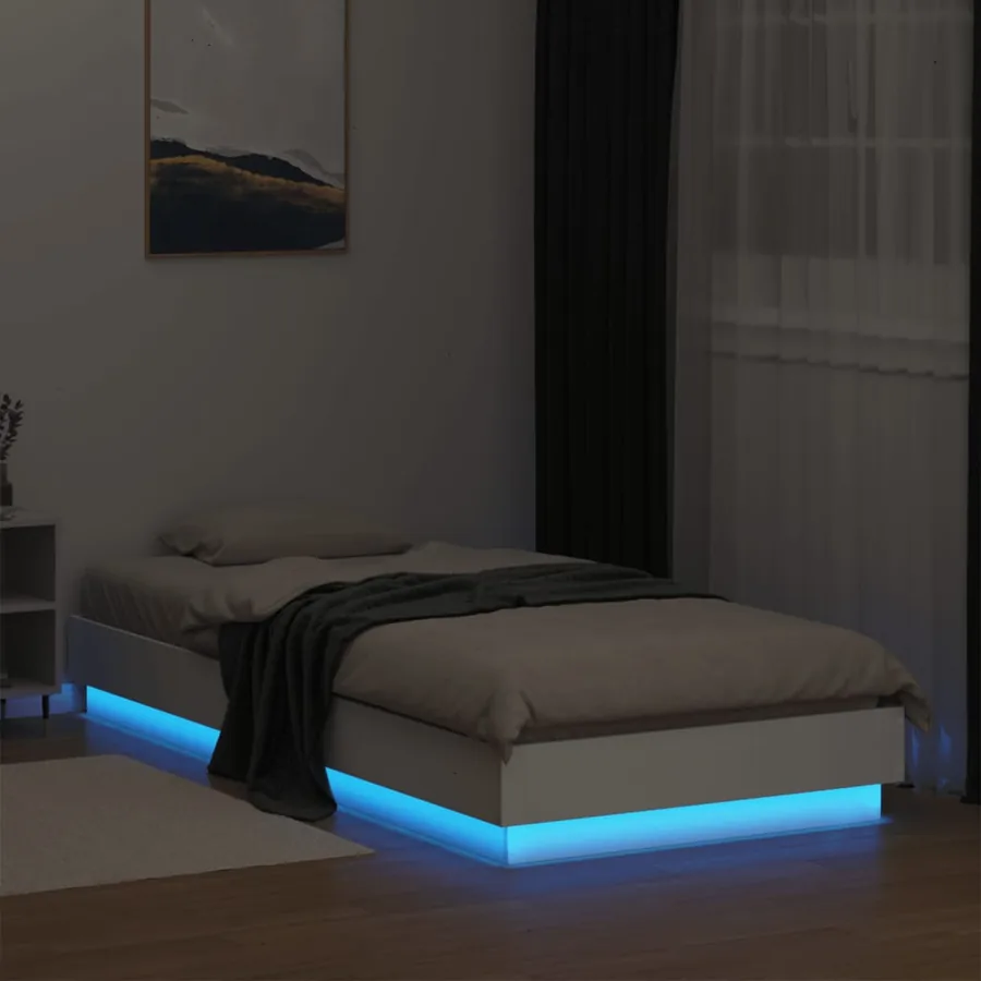 Cadre de lit sans matelas avec lumières LED blanc 100x200 cm - 5
