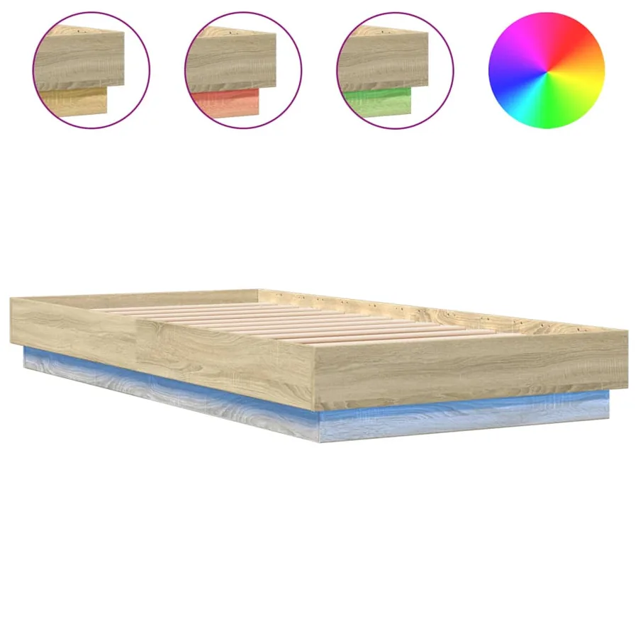 Cadre de lit sans matelas avec lumières LED 100x200 cm - 2